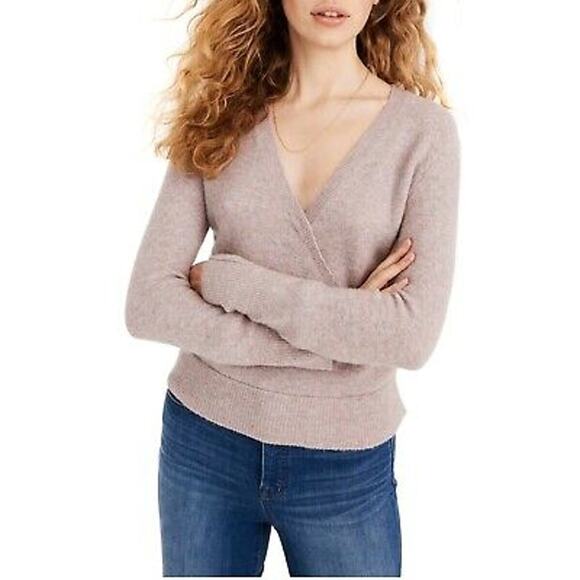 Madewell Wrap Front Pullover Sweater in Coziest Yarn Heather Purple Medium M - Picture 11 of 11